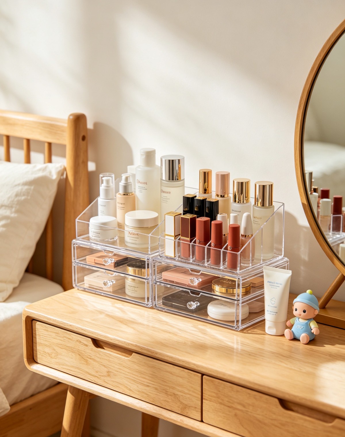 Acrylic Storage Shelf: Easy Beauty Maintenance Even with Children Around