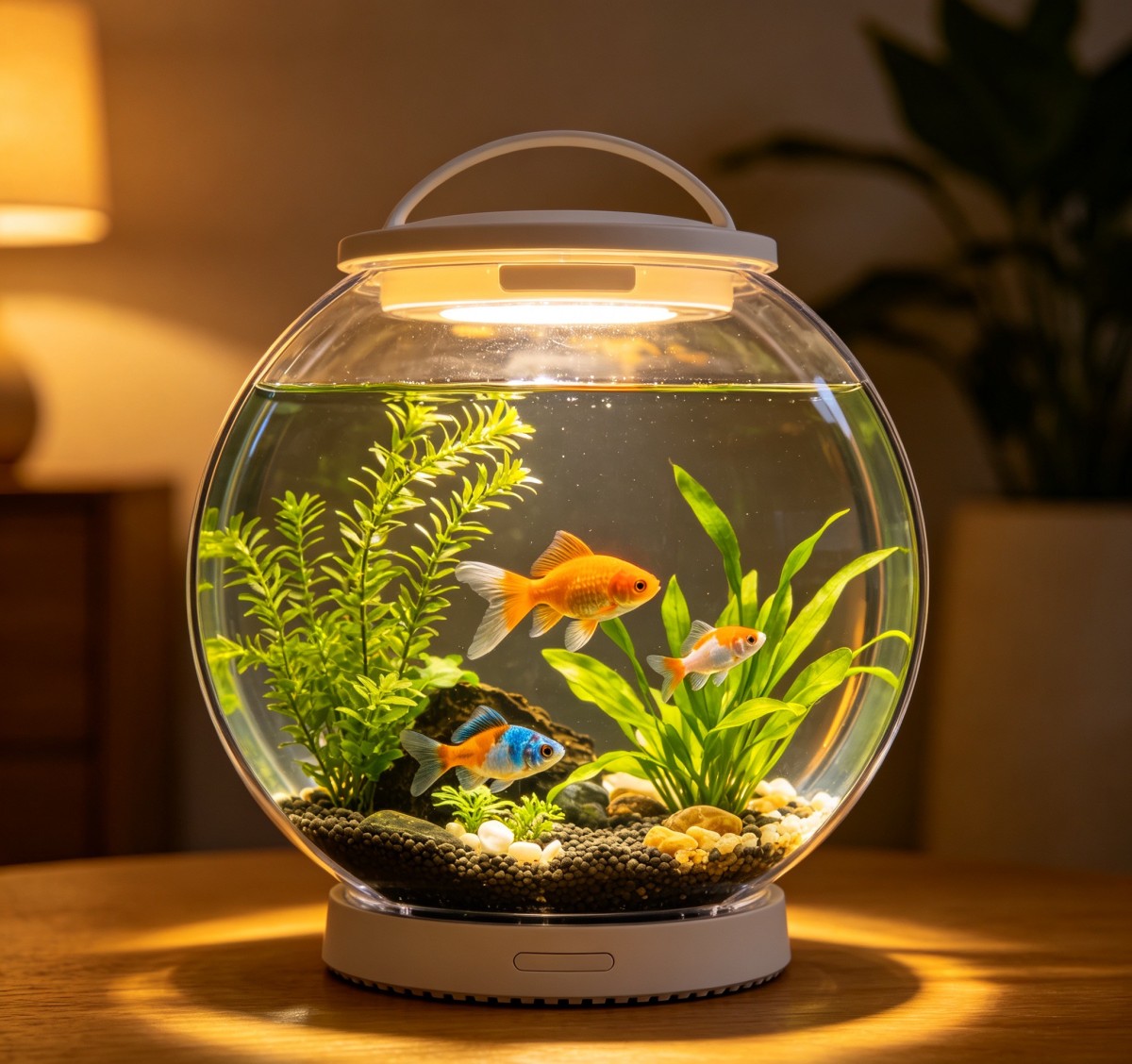 亚克力圆形鱼缸1 Portable acrylic fish tank – No worries when renting a place to keep fish