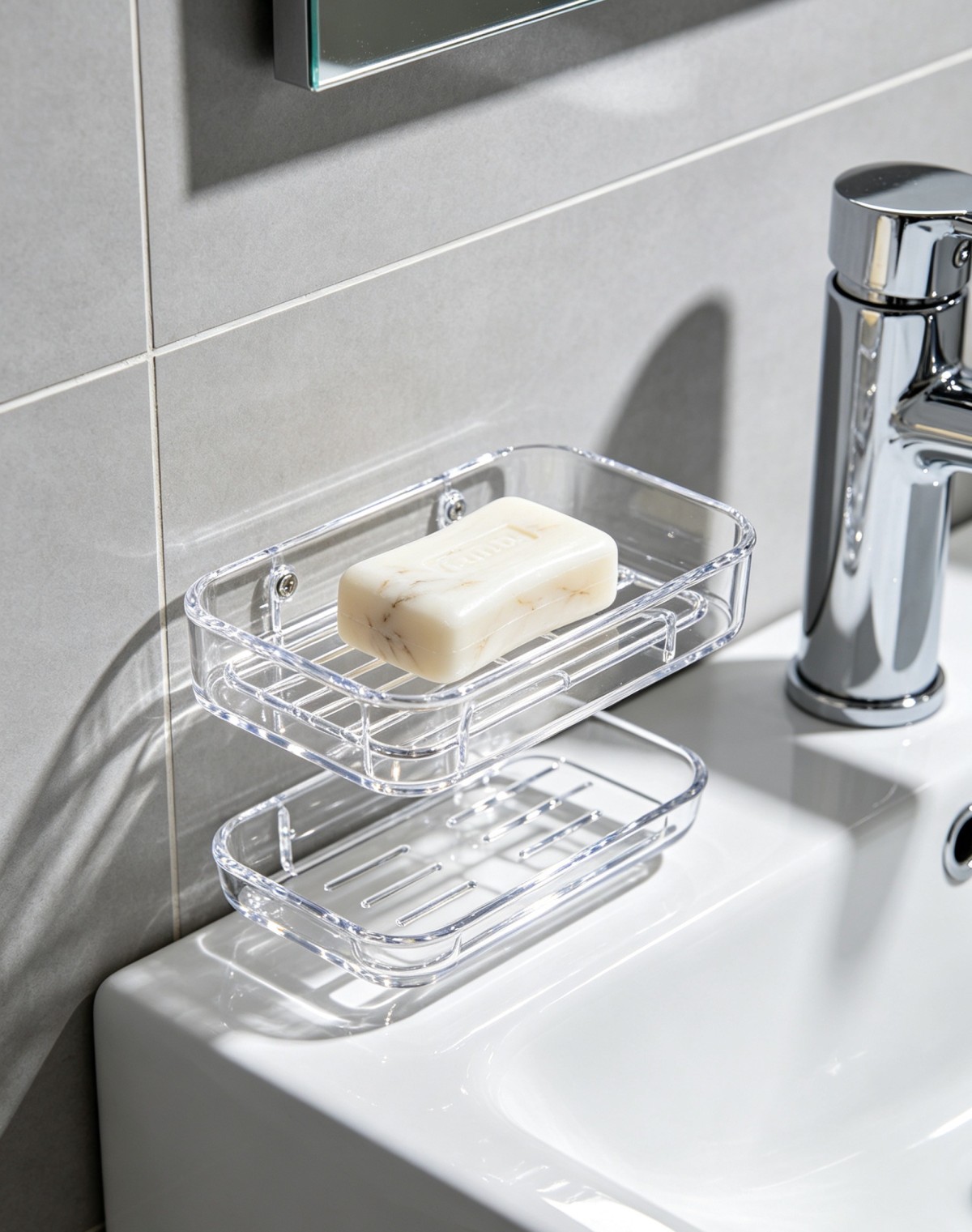 亚克力肥皂盒1 Anti-slip and drainage soap box – practical and hassle-free