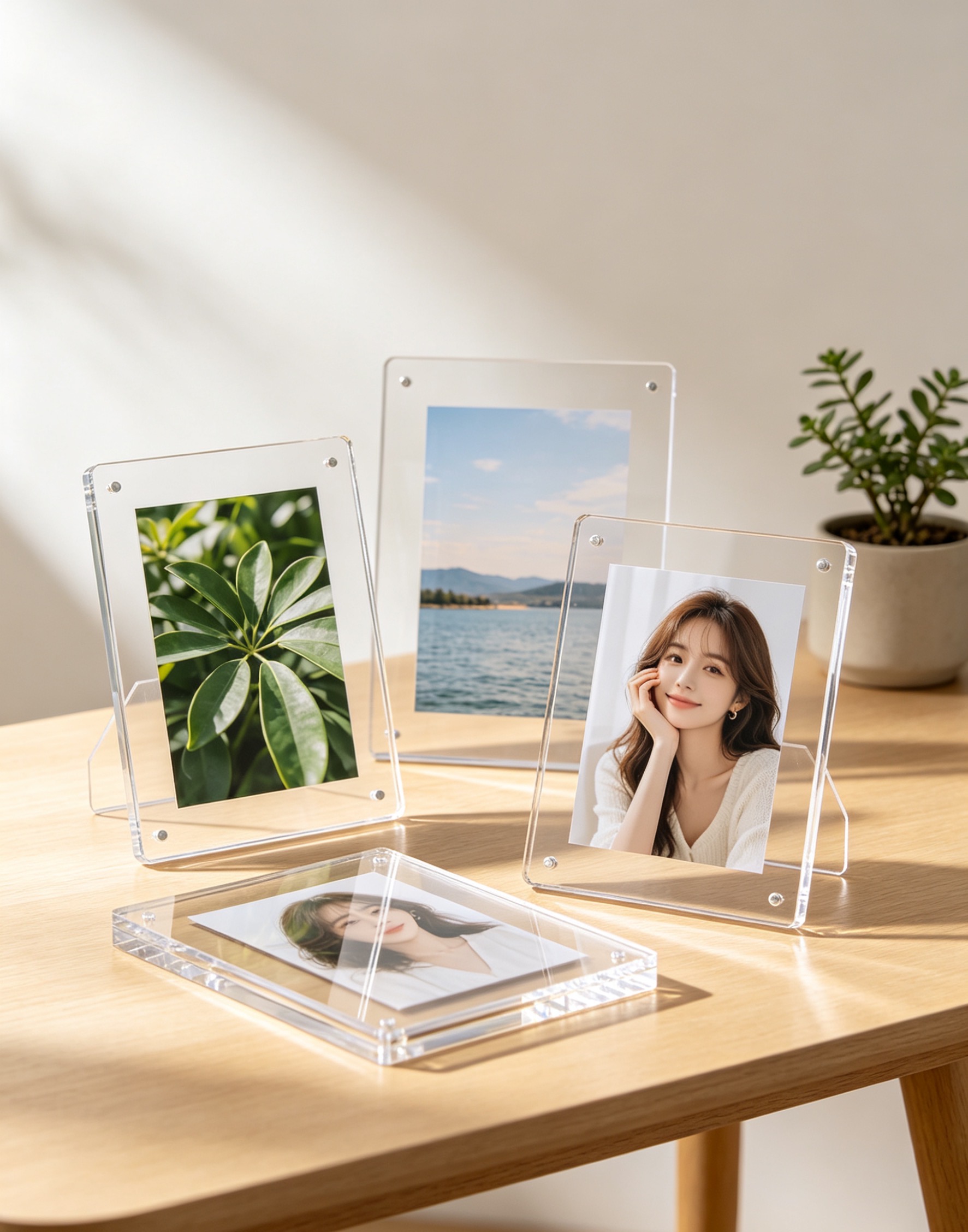 A compact acrylic frame enhances your elegant home decor