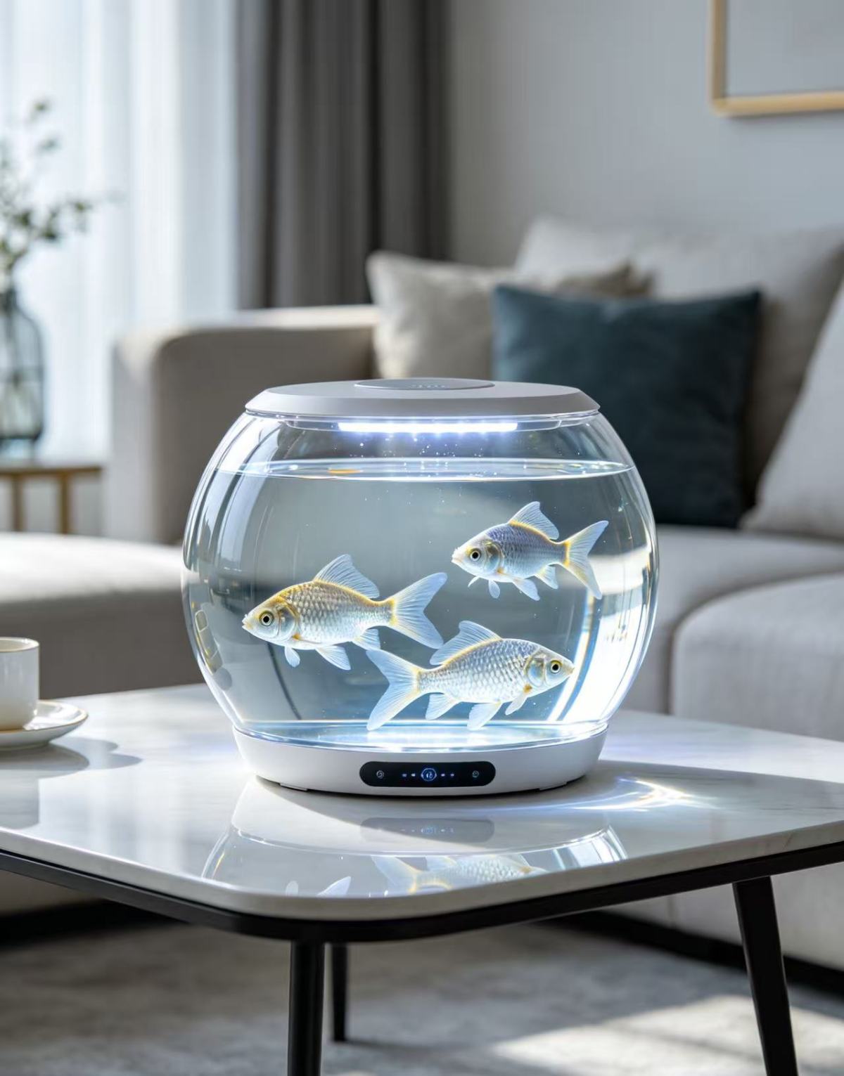 亚克力圆形鱼缸1 Smart Round Fish Tank | The ultimate tool for beginners starting out with fishkeeping – guaranteed to prevent any mistakes