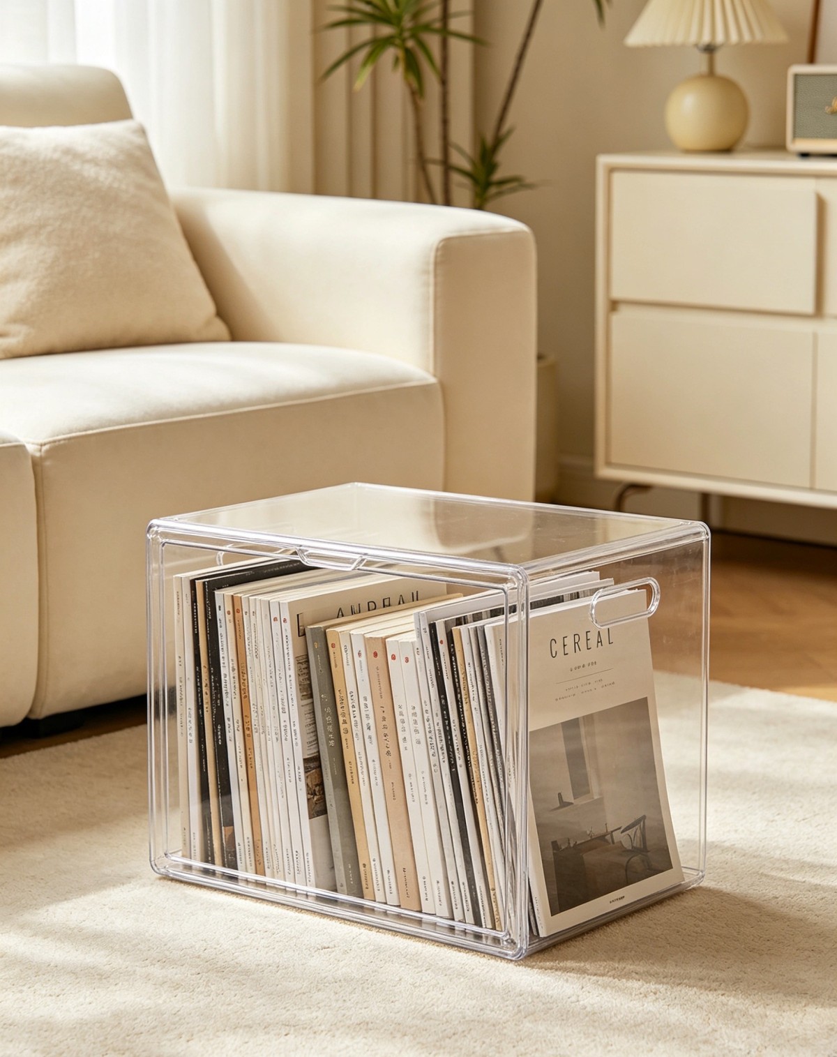 High-transparency acrylic storage box – perfect for organizing books and creating a cozy home environment