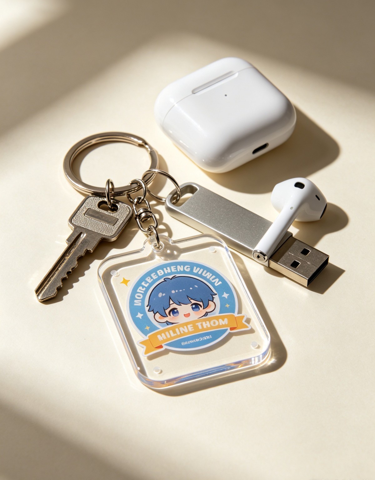 A practical acrylic keychain that helps organize your daily clutter