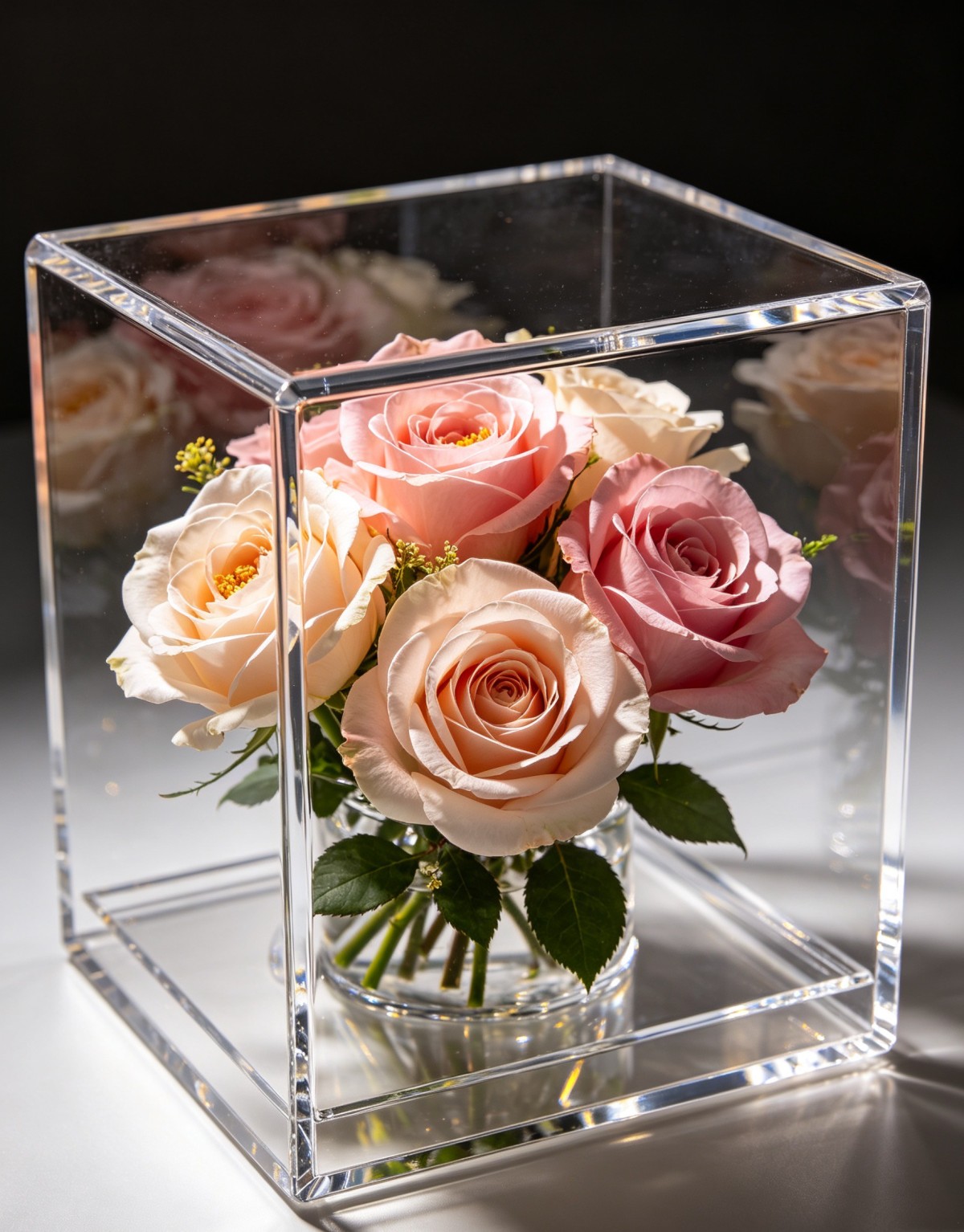 亚克力花朵展示盒1 Preserve the romance. This timeless atmosphere makes an excellent gift