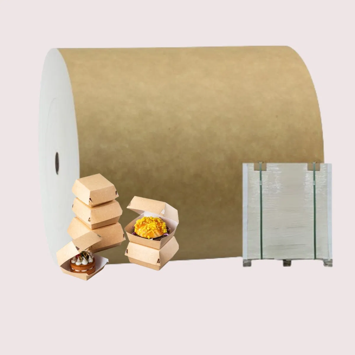 PE/PLA Coated 190-320GSM Kraft Brown Paper Roll