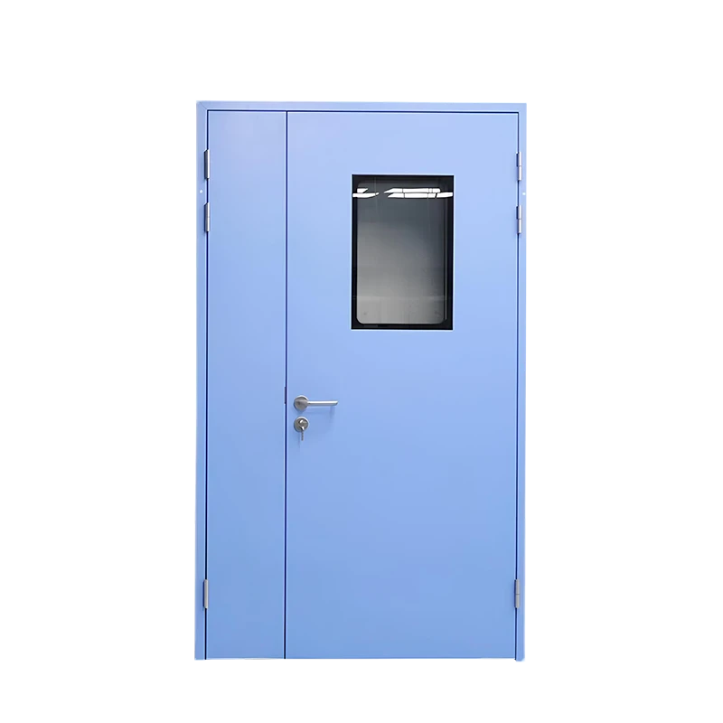 Manual double-leaf swing steel door