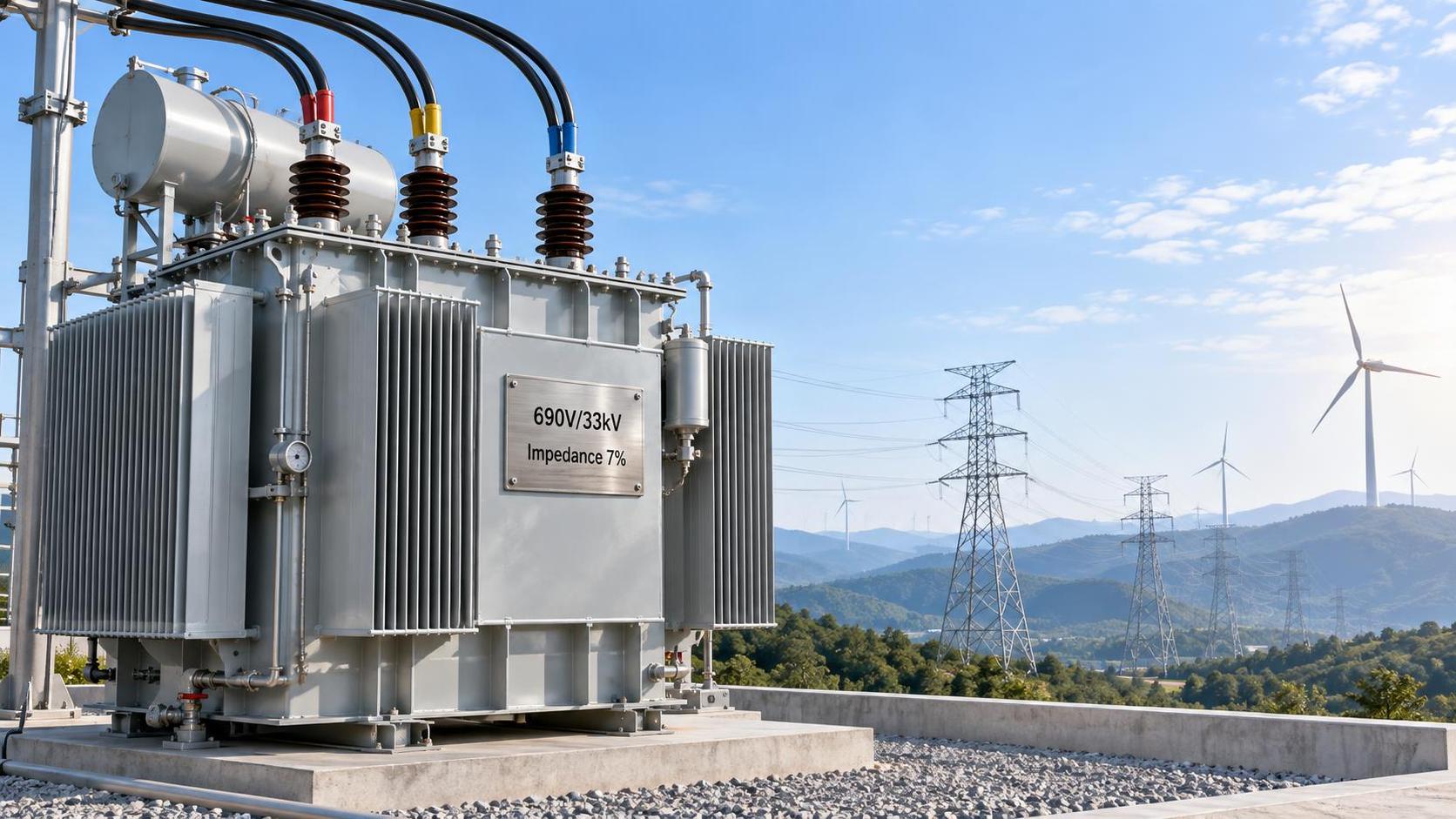 تحديد سعة محول رفع الجهد لمولدات توربينات الرياح: مواءمة خرج 690V مع شبكة التجميع بجهد 33kV دون حدوث عابرات زيادة الجهد