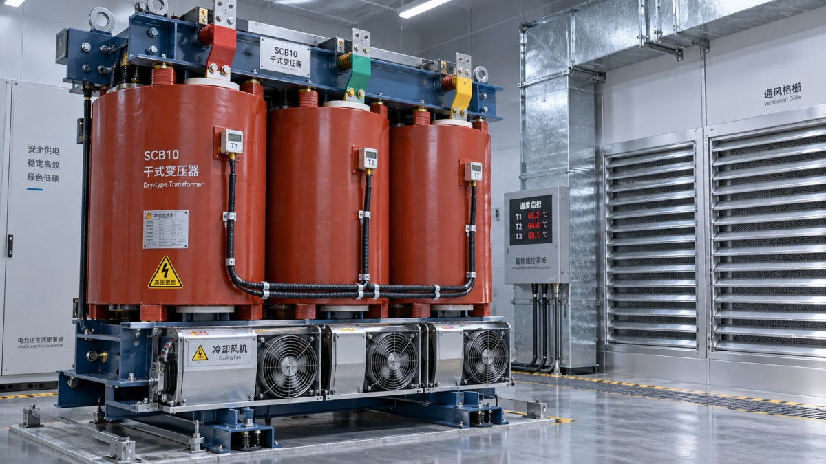 When should the cooling fans on an SCB10 dry-type transformer run? When should the cooling fans on an SCB10 dry-type transformer run?