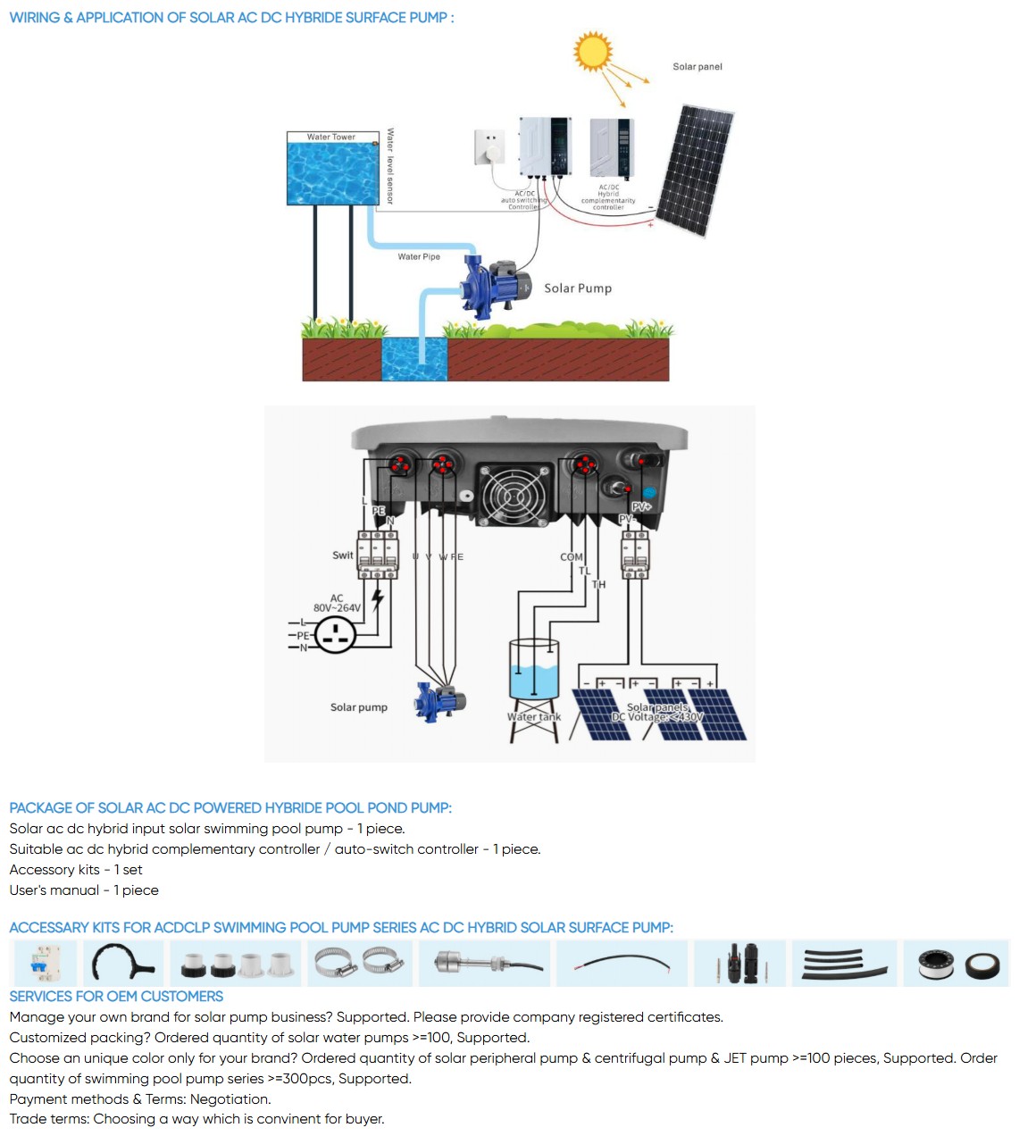 X2 AC DC Hybrid Solar Pool Pump with Solar Inverter