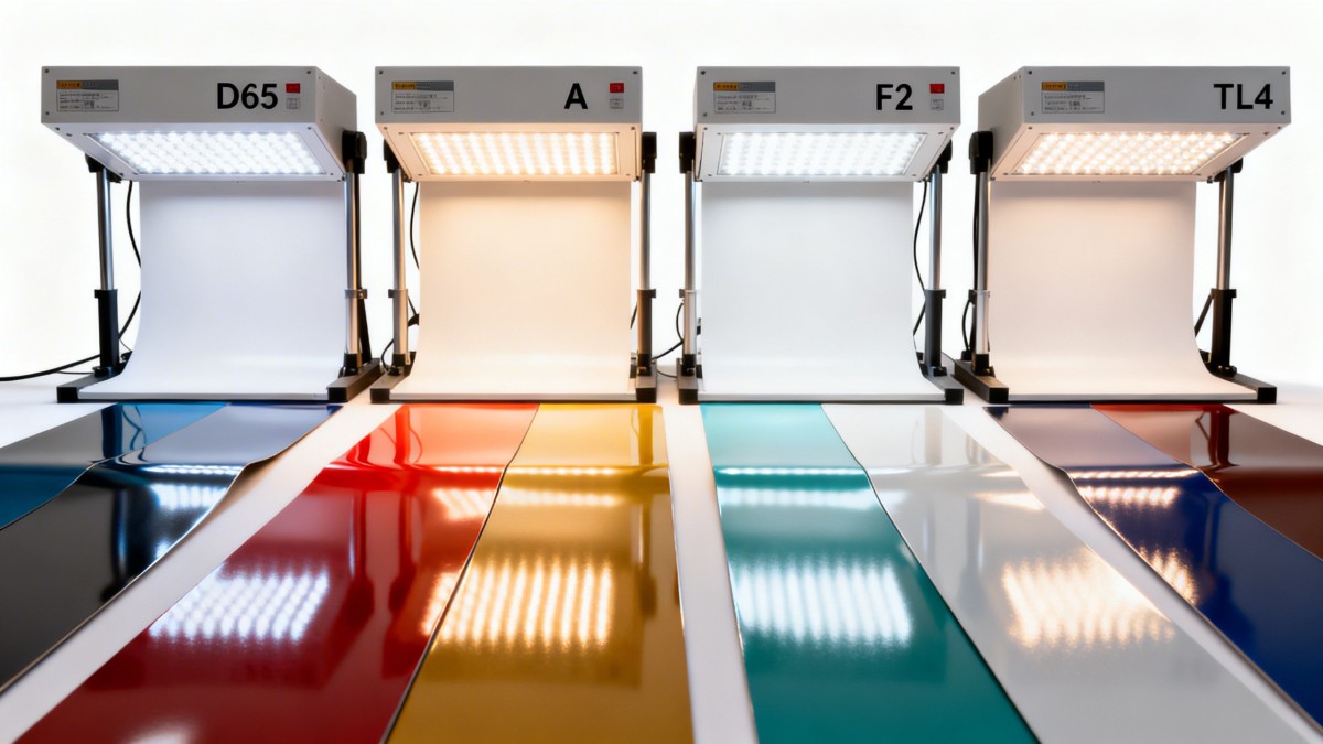 Color coated steel supplier color matching process: How many light sources are used in evaluation? عملية مطابقة الألوان لدى مورد الفولاذ المطلي بالألوان: كم عدد مصادر الضوء المستخدمة في التقييم؟