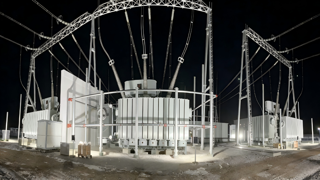 330kV Transformer Bushing in Operation at the Energy Storage Power Station of the Gansu Longyuan Linze Banqiao Beitan 500MW Photovoltaic Desert Control Project.
