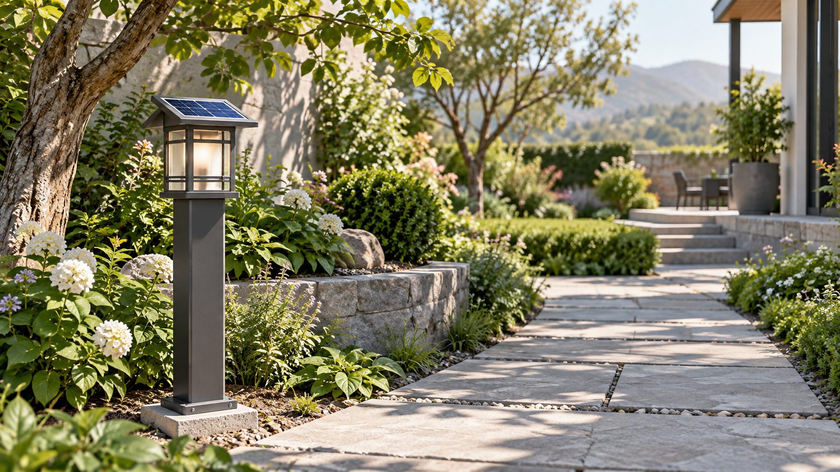 Where to place a solar garden light in a partially shaded garden