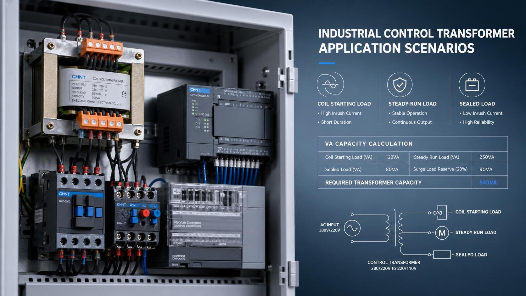 Guía de dimensionamiento de transformadores de control industrial: cómo calcular los VA para circuitos de control