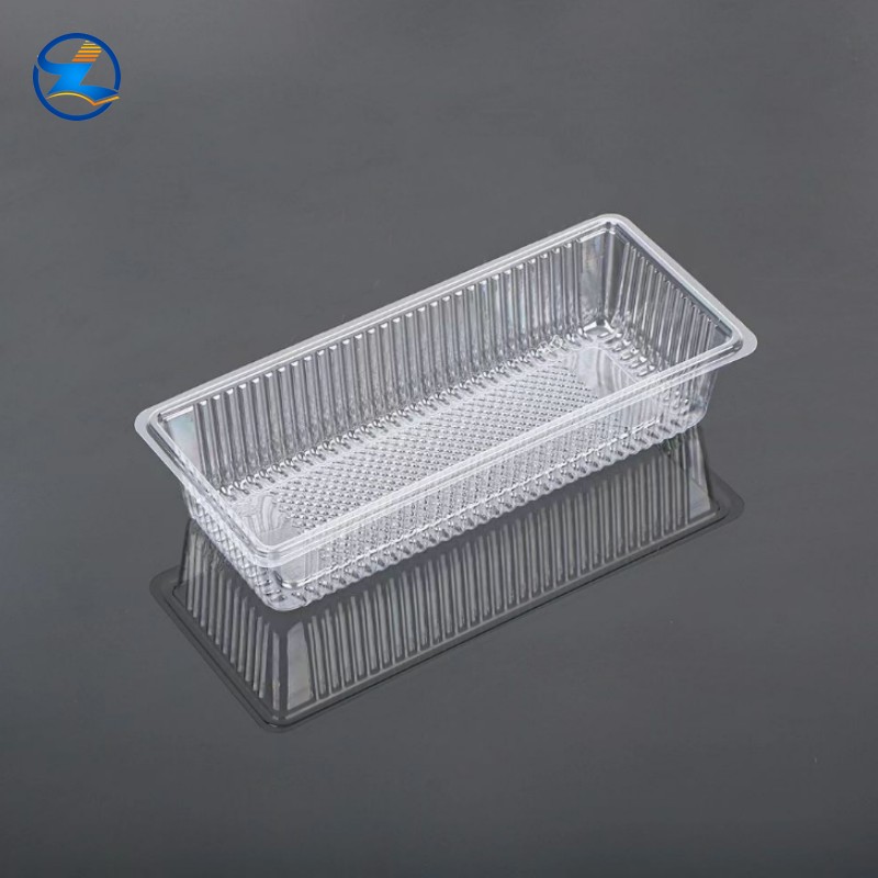 Pet Plastic Transparent Rectangular Food 6 Divided Tray