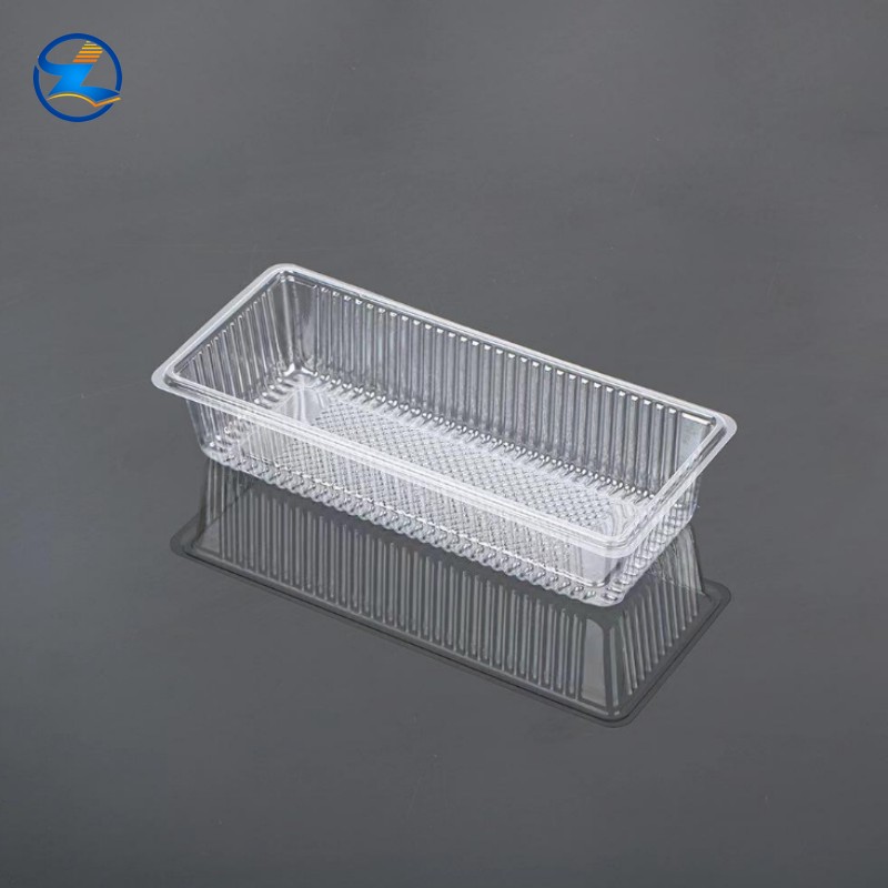 Pet Plastic Transparent Rectangular Food 6 Divided Tray