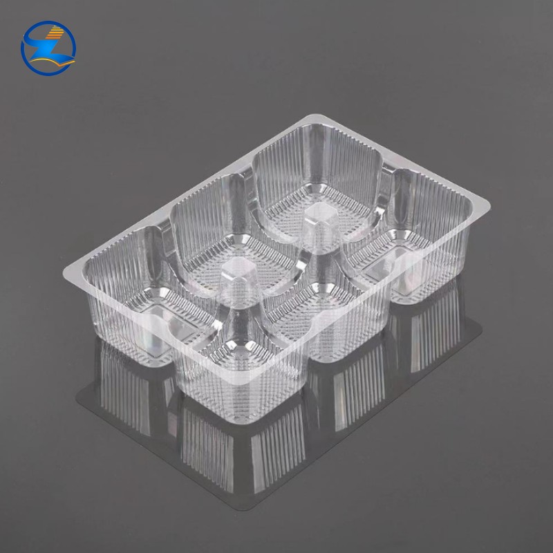 Pet Plastic Transparent Rectangular Food 6 Divided Tray