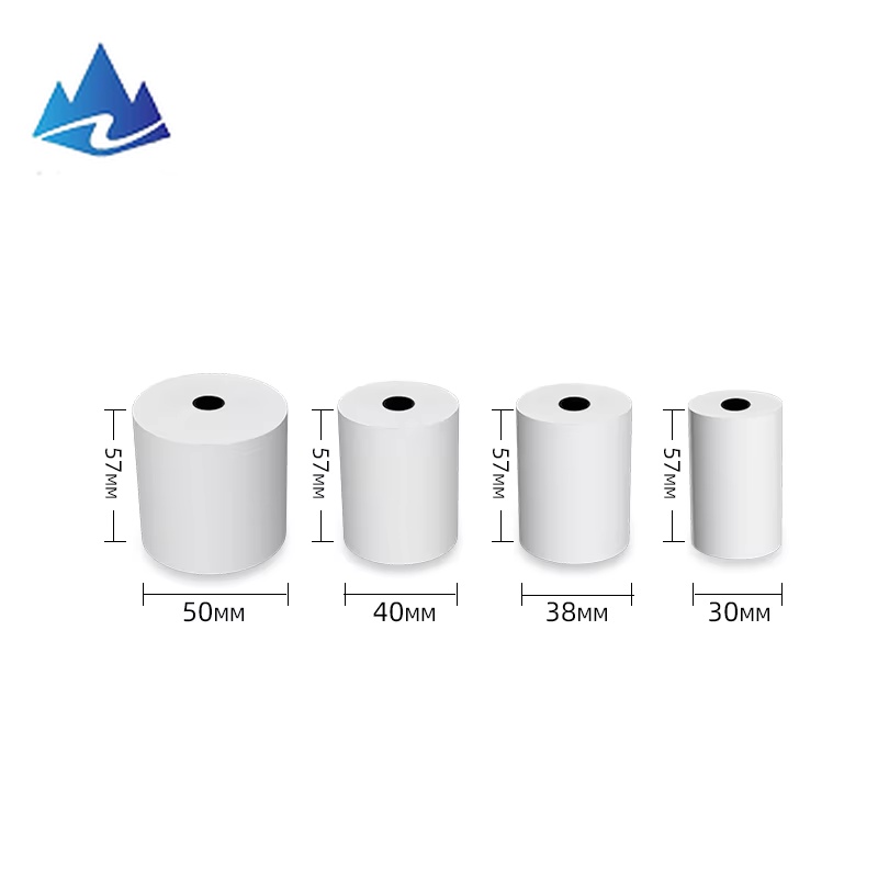 Premium custom-sized thermal paper rolls, 80*80mm and 57*40mm, for cash registers.