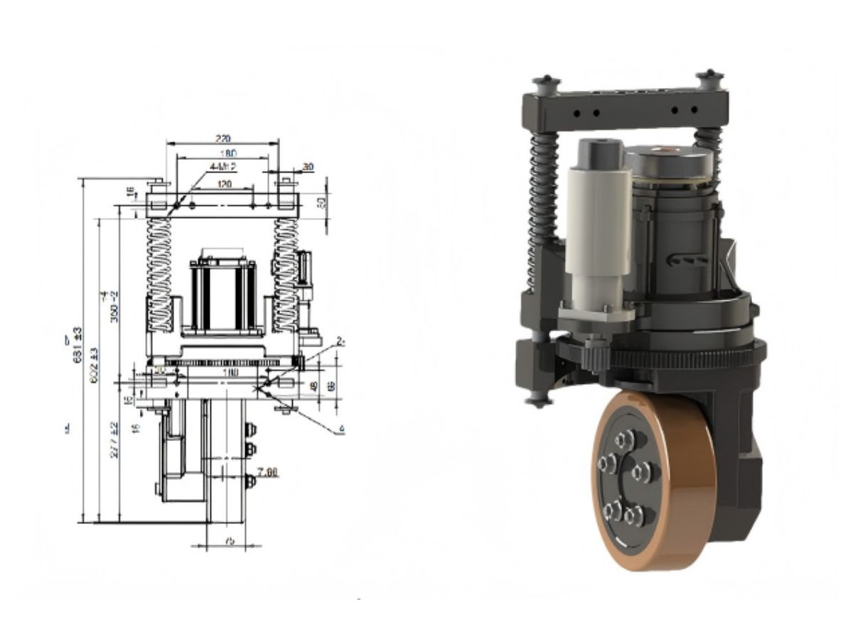 Moteur de roue motrice verticale pour chariots élévateurs AGV et AMR