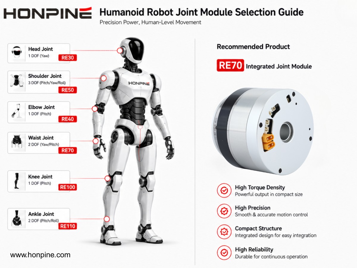 humanoid robot joint module Guide de sélection des modules d'articulation pour robots humanoïdes : choisir le bon module d'articulation harmonique pour chaque articulation du robot