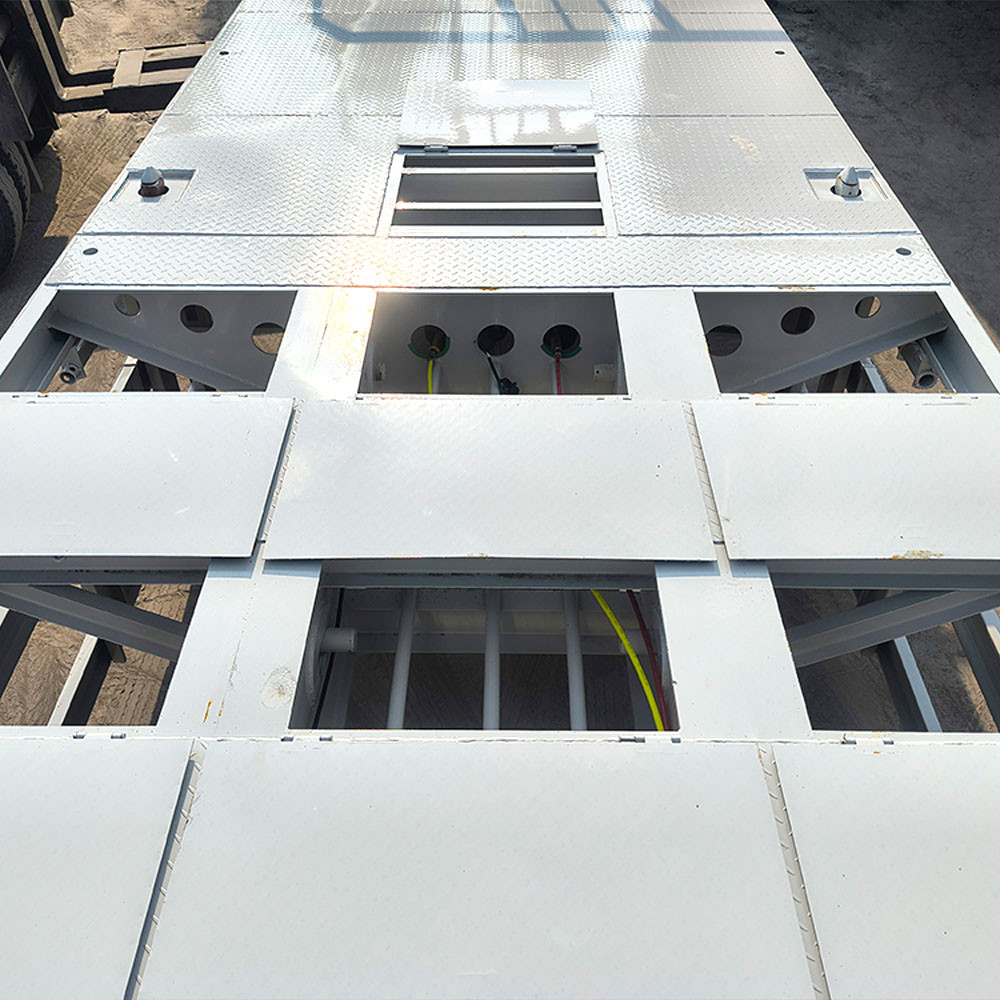 3 axle 40ft container shipping flatbed semi trailer main beam detail showing high strength steel structure