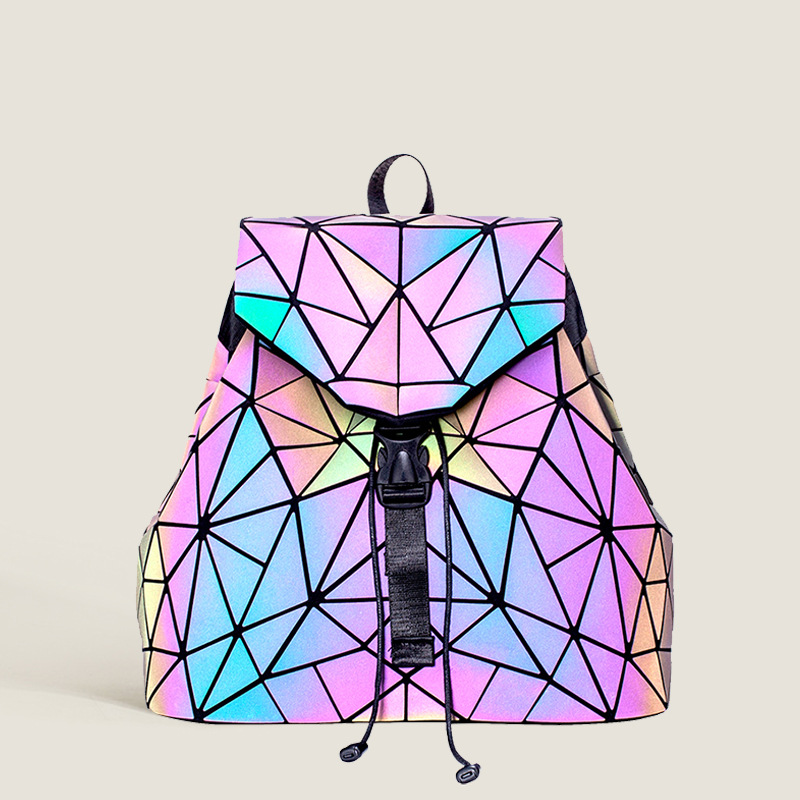 Women's backpack ins fashion laser diamond grid geometric backpack Japanese and Korean trend Harajuku Feng student backpack in stock
