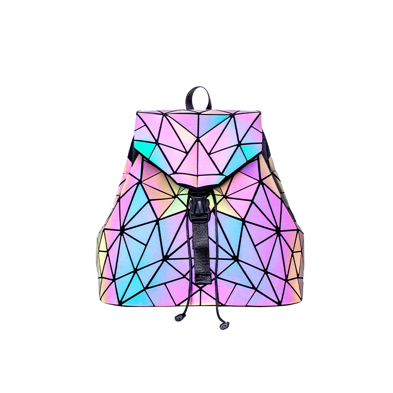 Women's backpack ins fashion laser diamond grid geometric backpack Japanese and Korean trend Harajuku Feng student backpack in stock
