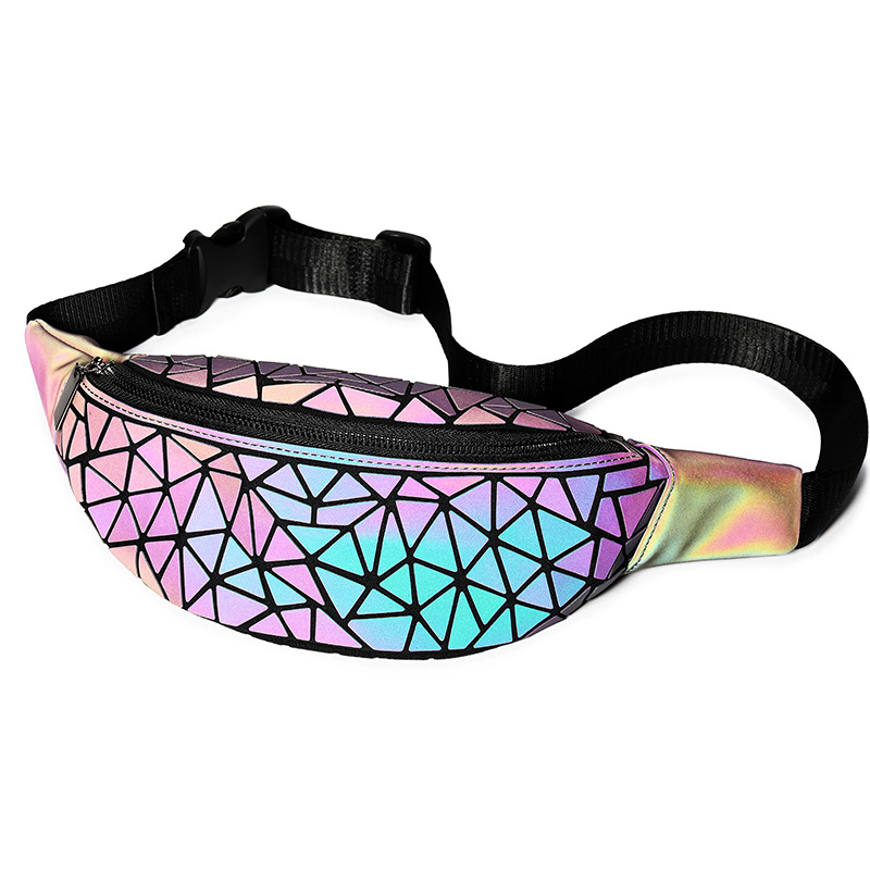 Sports style chest bag 2021 summer new luminous waist bag for women Instagram fashion trend geometric diamond grid crossbody bag Sports style chest bag 2021 summer new luminous waist bag for women Instagram fashion trend geometric diamond grid crossbody bag