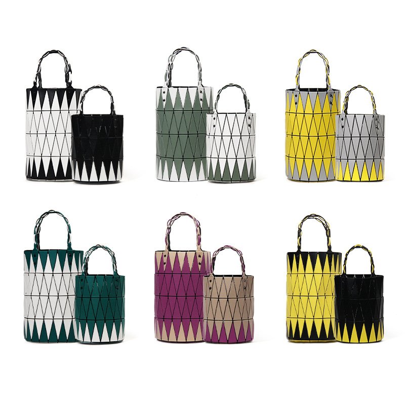 2023 New Vegetable Basket Handbag, Japanese Geometry Diamond Grid Bucket Bag, Fashionable and Simple Color Contrasting Single Shoulder Underarm Bag 2023 New Vegetable Basket Handbag, Japanese Geometry Diamond Grid Bucket Bag, Fashionable and Simple Color Contrasting Single Shoulder Underarm Bag