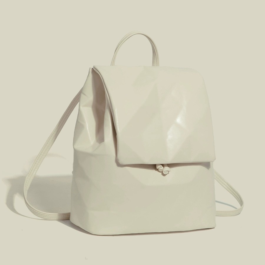 Women's Geometric Lingge Backpack 2025 New Fashionable Versatile Women's Bag Japanese and Korean Solid Color Drawstring Backpack Wholesale