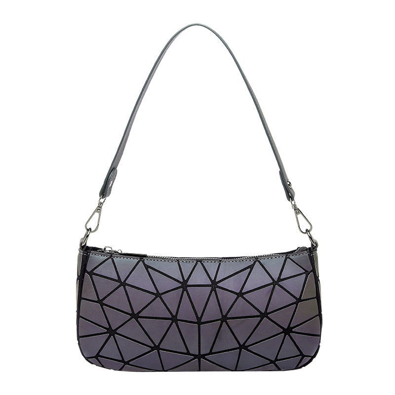 Cross border new 2025 crossbody shoulder bag autumn and winter trendy handbag versatile luminous geometric women's armpit bag