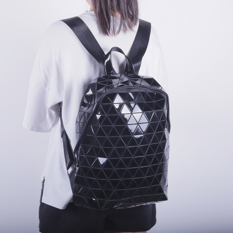 2025 New Japanese Geometry Bag Lifetime Same Style PU Lacquered Leather Backpack for Men and Women Couple's Diamond Grid Backpack 2025 New Japanese Geometry Bag Lifetime Same Style PU Lacquered Leather Backpack for Men and Women Couple's Diamond Grid Backpack