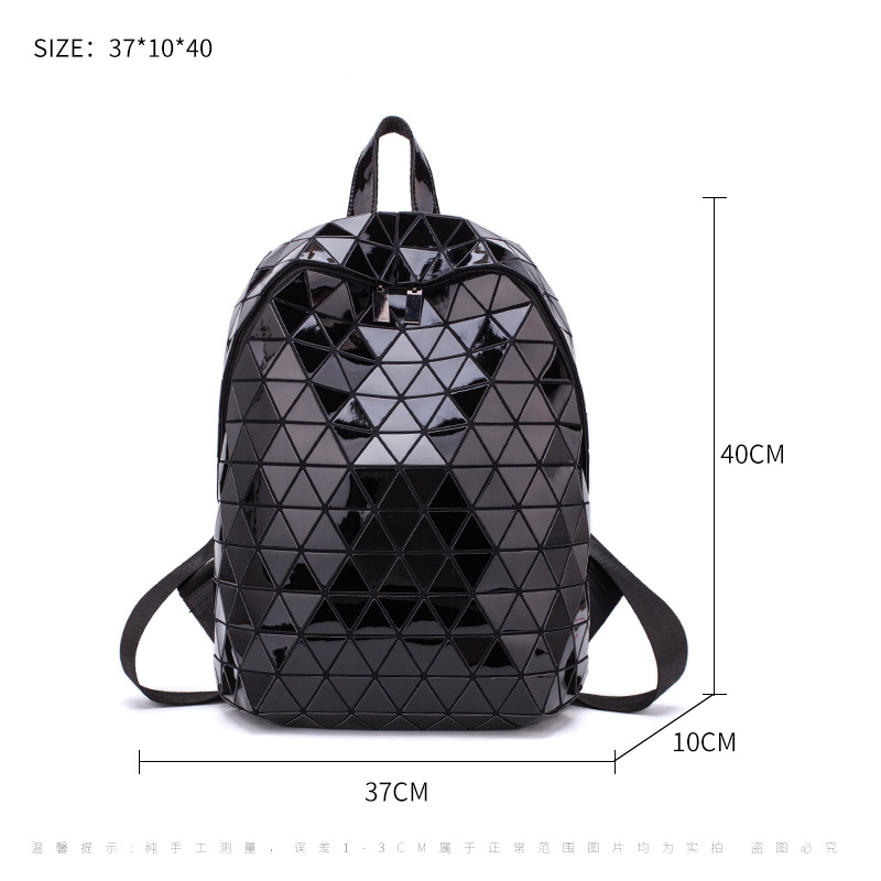 2025 New Japanese Geometry Bag Lifetime Same Style PU Lacquered Leather Backpack for Men and Women Couple's Diamond Grid Backpack