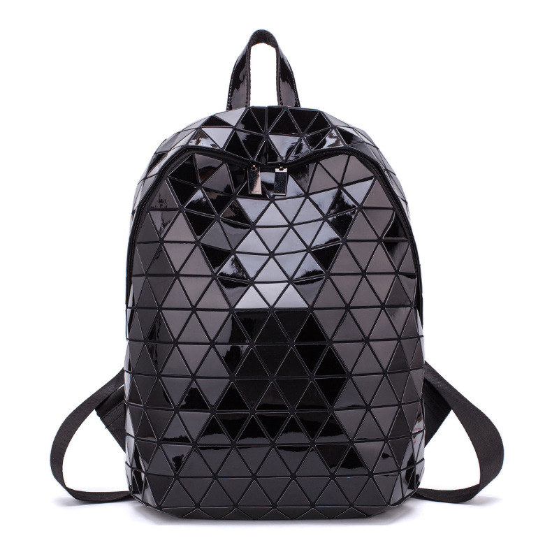 2025 New Japanese Geometry Bag Lifetime Same Style PU Lacquered Leather Backpack for Men and Women Couple's Diamond Grid Backpack