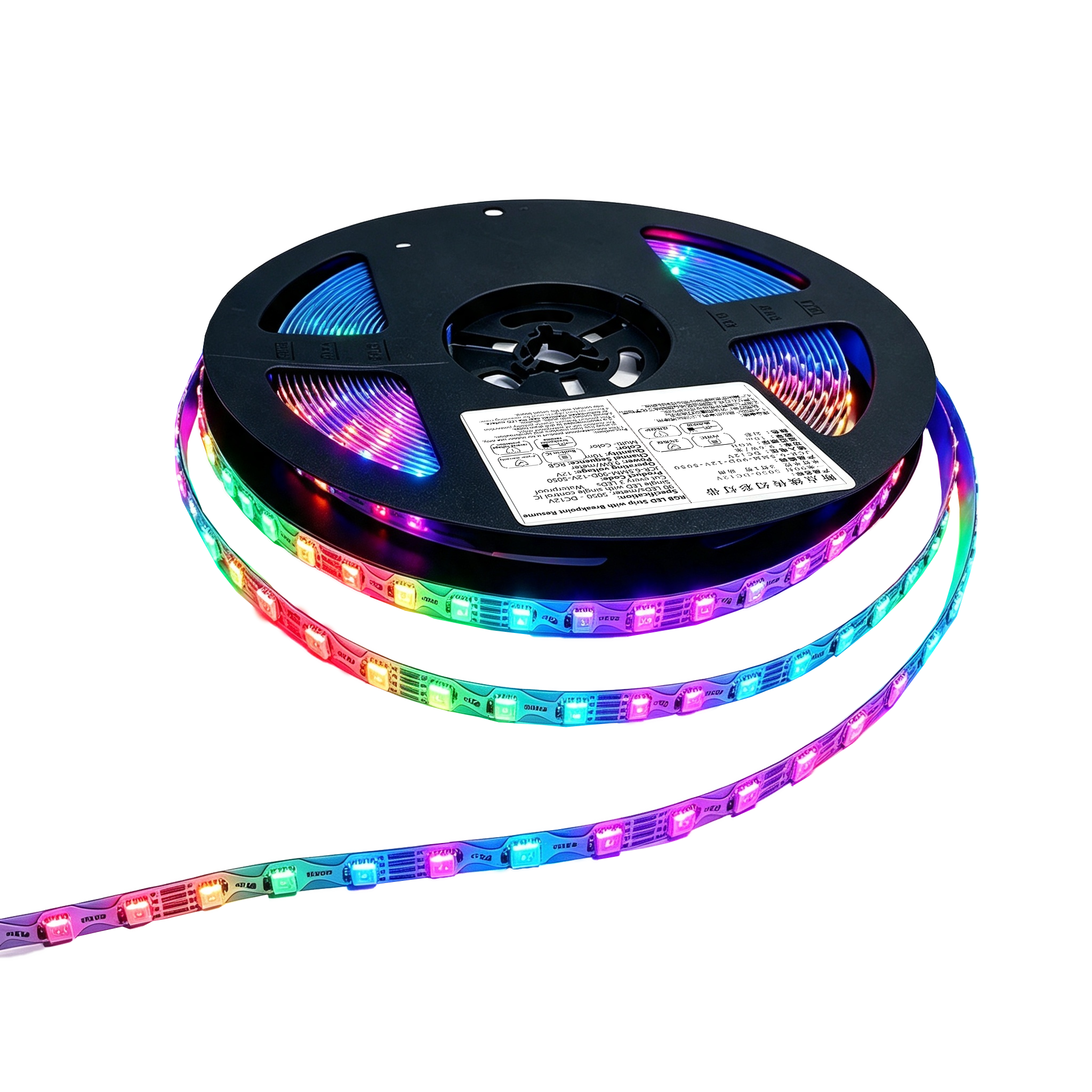 Tira de luz iridiscente en forma de S con 90 luces
