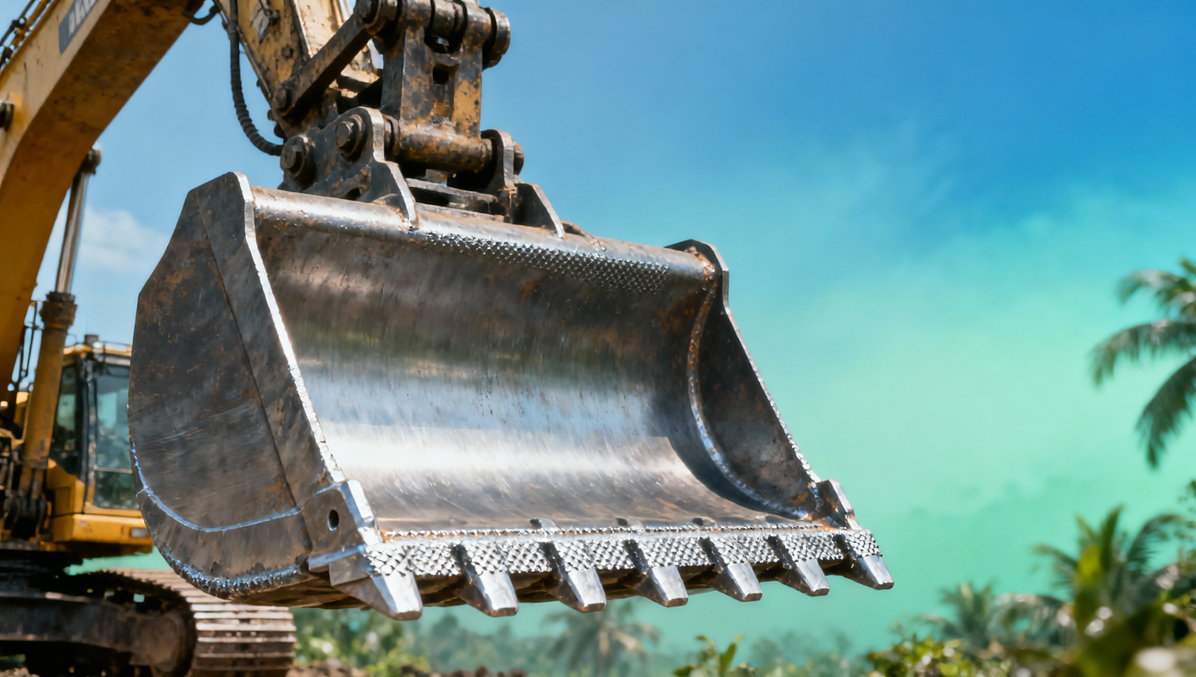 What happens to excavator bucket edge life when using high-sulfur diesel in tropical climates?