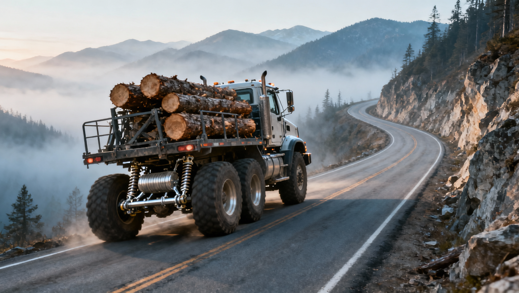 Logging truck rollover rates spiked on mountain routes with 2025 suspension upgrades — was it the wrong choice?
