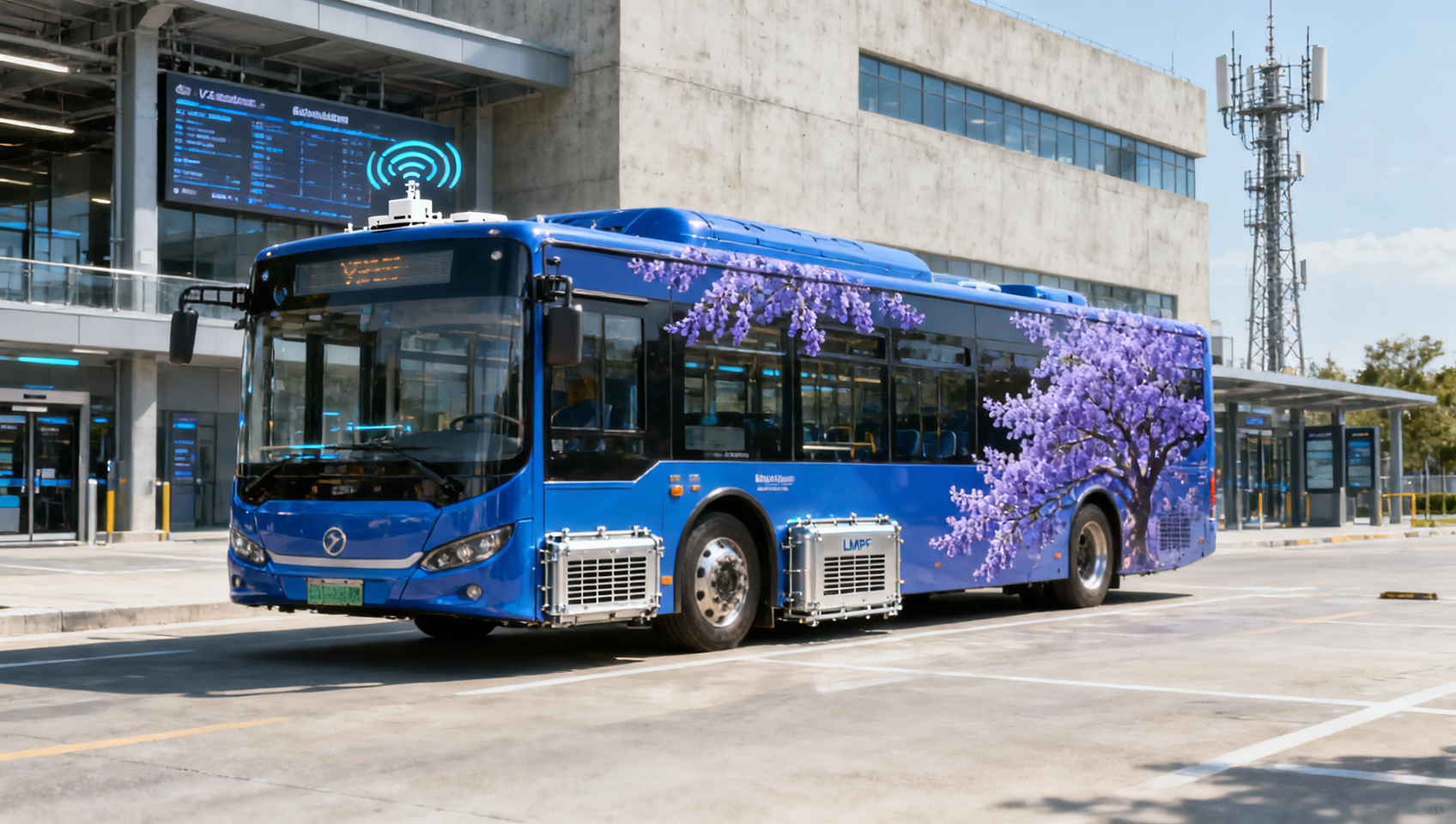 Kunming Blue Jacaranda-Themed Buses Launch with Domestic V2X & LMPF Battery