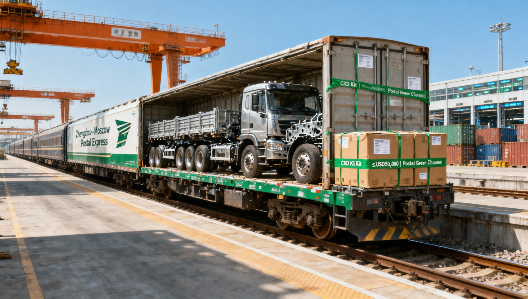 Zhengzhou-Moscow Postal Test Train Launches New 'Mail-Level' Clearance for Heavy-Duty CKD Exports