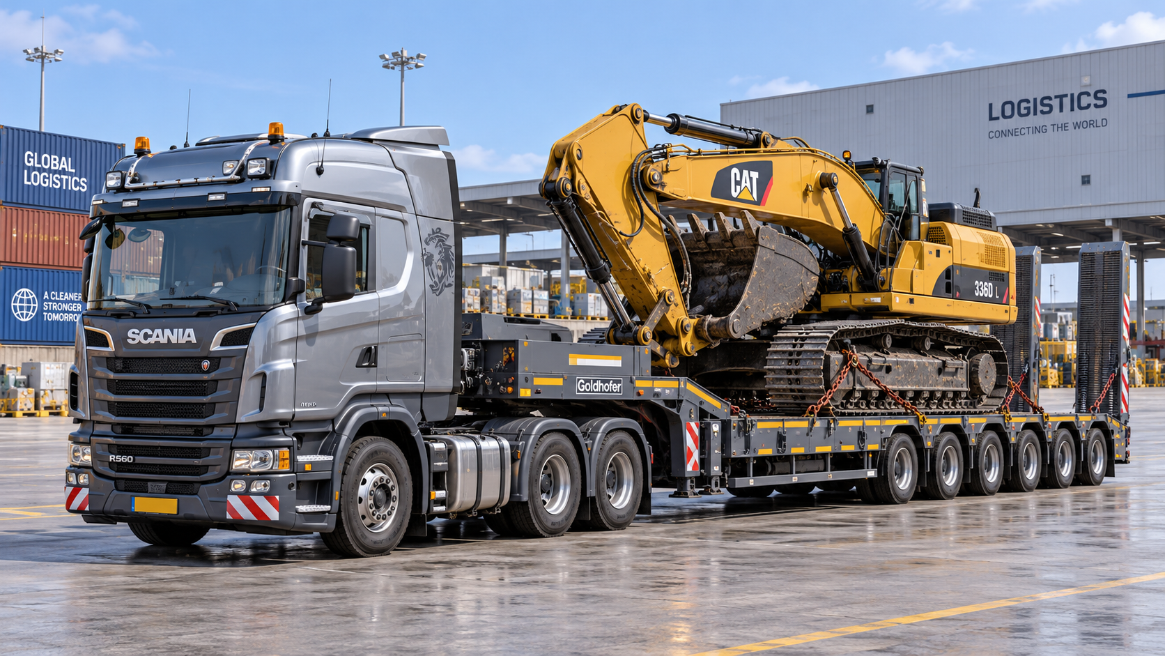 When does heavy equipment transport require a lowboy trailer?
