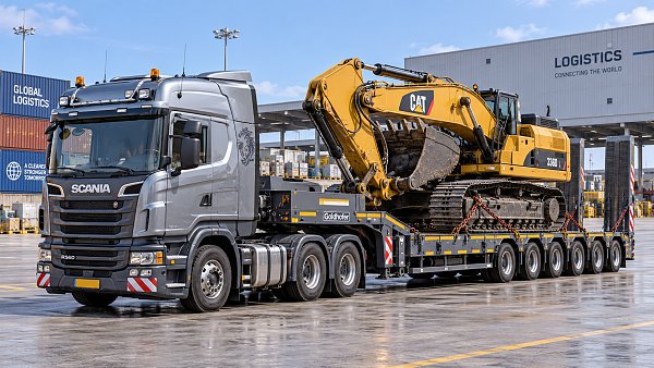When does heavy equipment transport require a lowboy trailer?