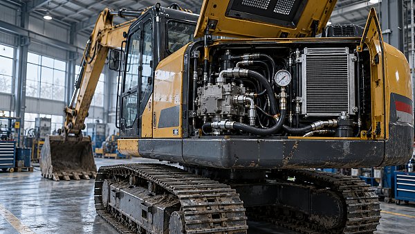 Why does an excavator's hydraulic system lose power when hot?