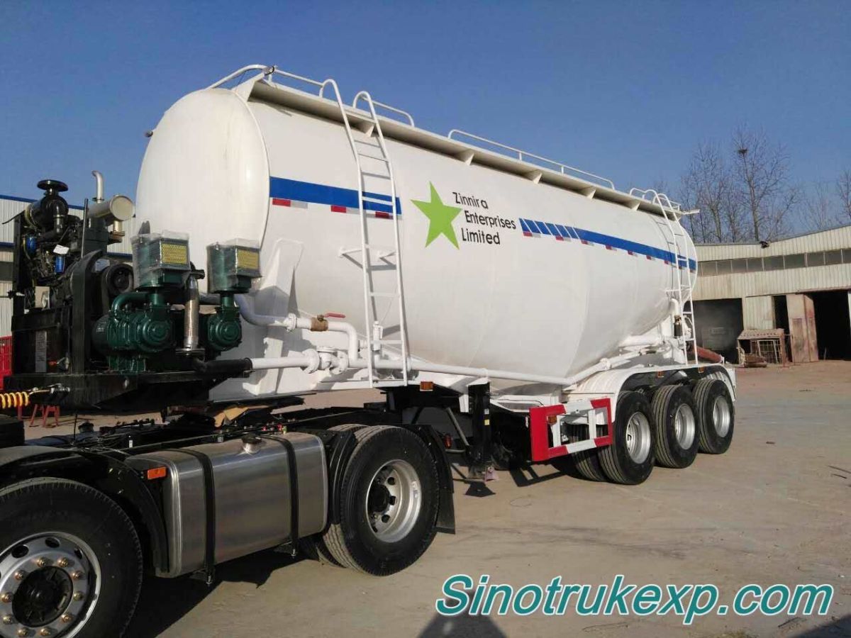 3 Axles Bulk Cement Tank Semi Trailer 55m³ W Type（Carbon Steel Tank)