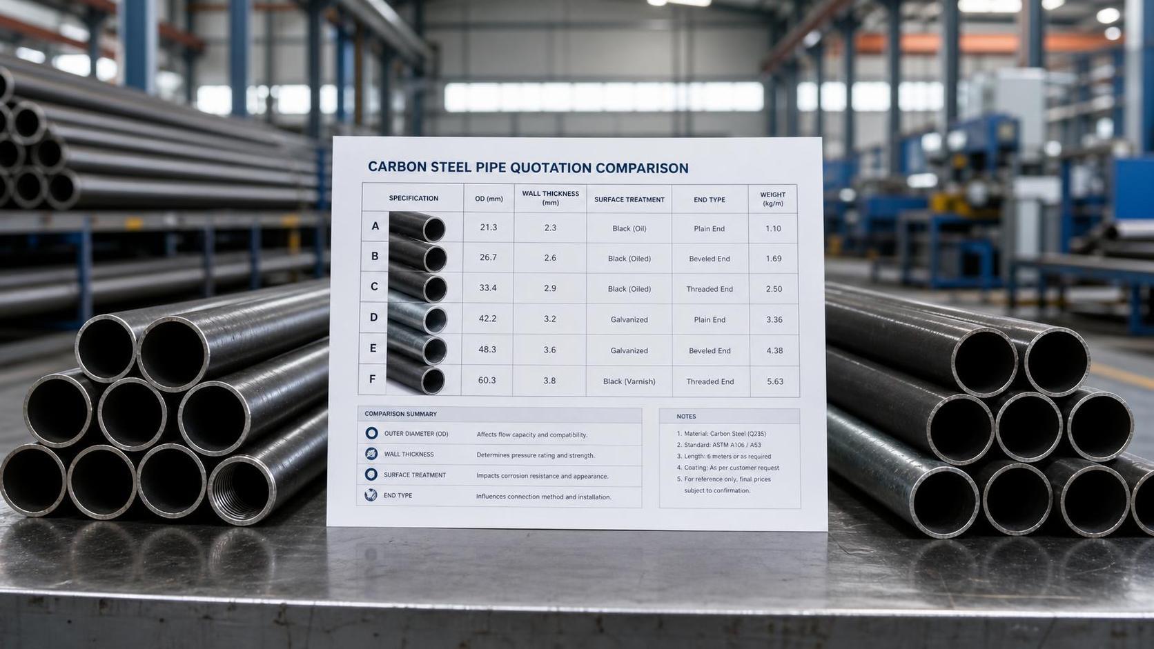 What a carbon steel pipe price list should include before you compare quotes