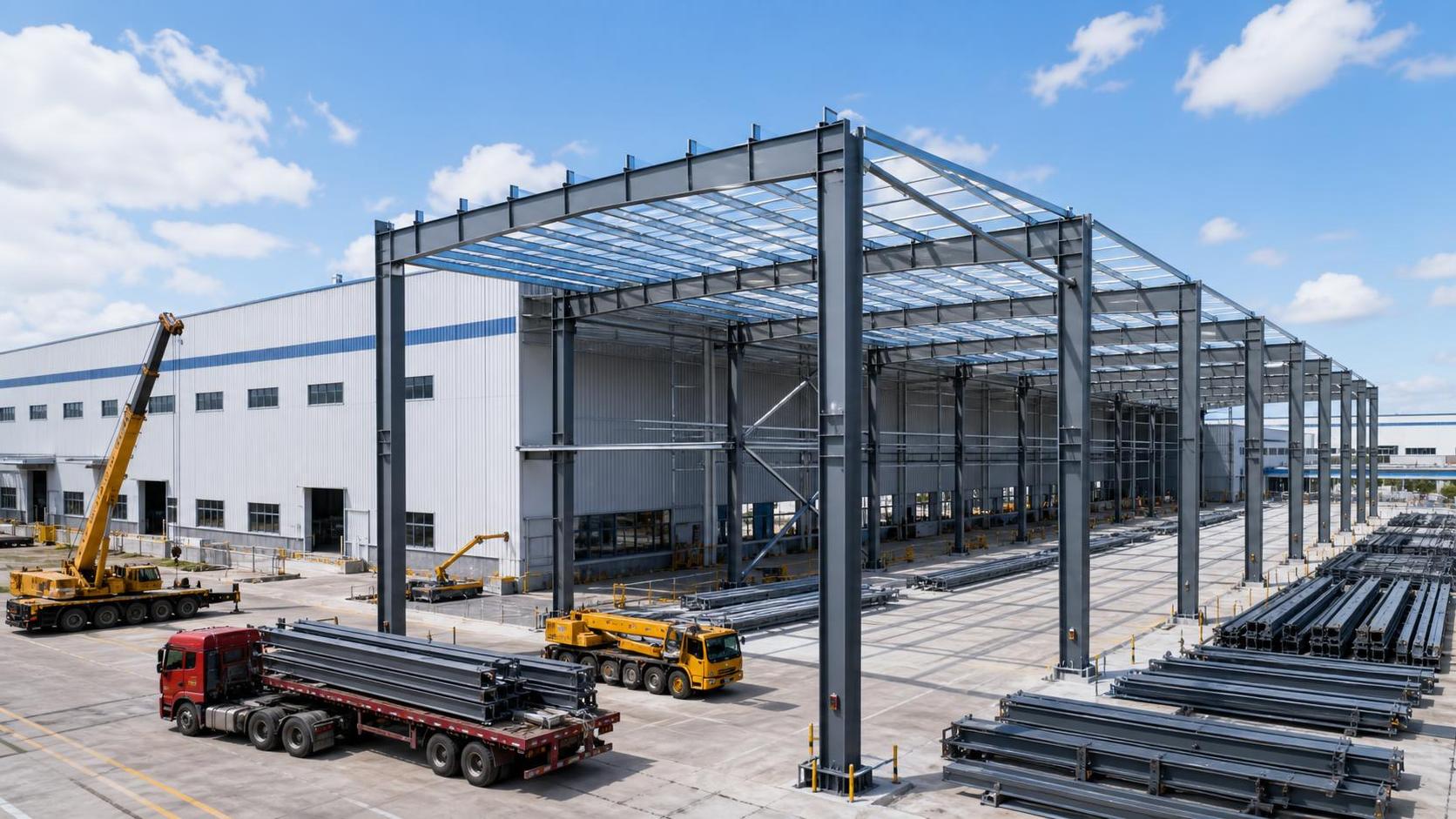 When does steel construction for warehouse expansion save time on site?