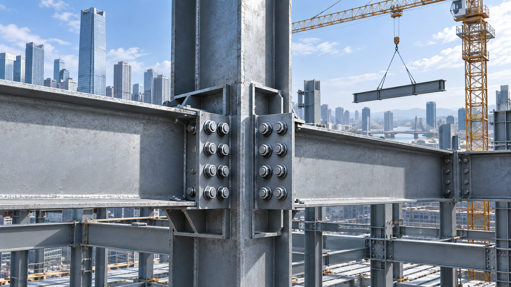 When do bolted steel frames cost less than welded frames in tall buildings?