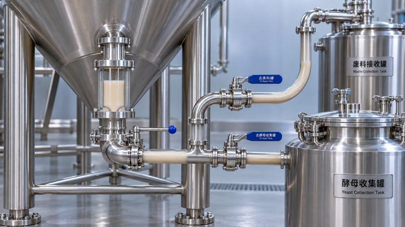 Gist oogsten uit een conische biergisttank zonder overtollige trub