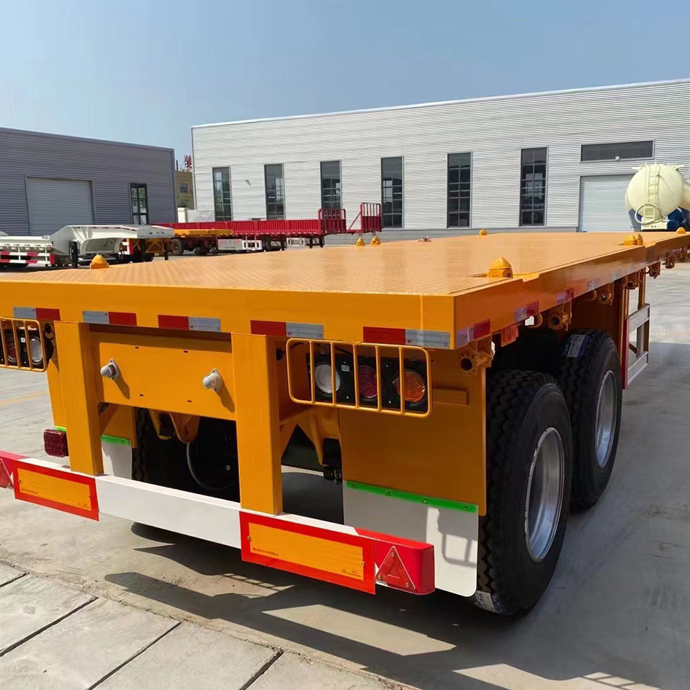 60 Ton 3 Axle 40ft Container Flatbed Steel Semi-Trailer