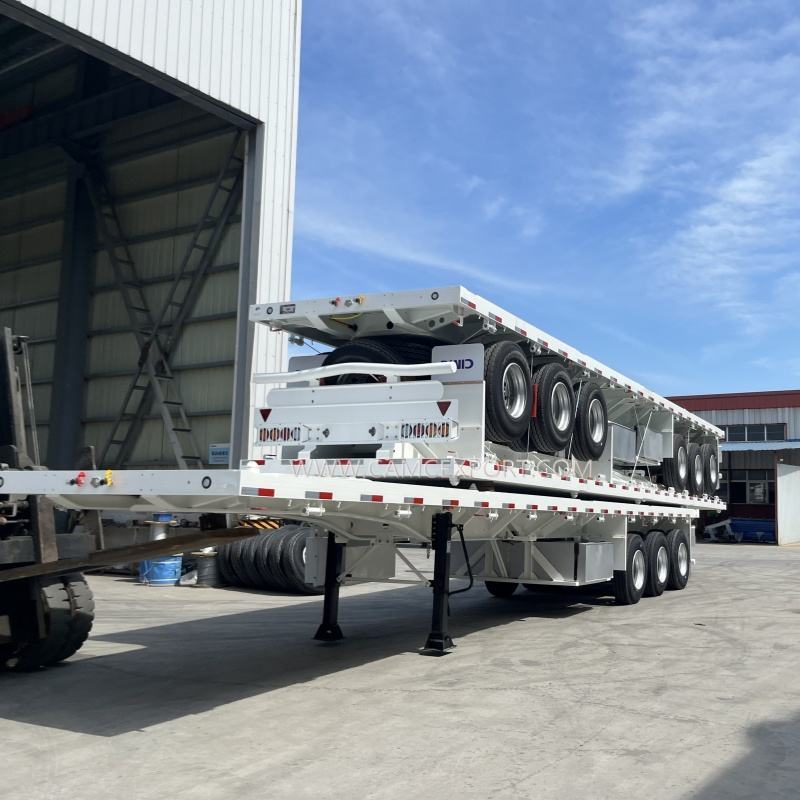 60 Ton 3 Axle 40ft Container Flatbed Steel Semi-Trailer
