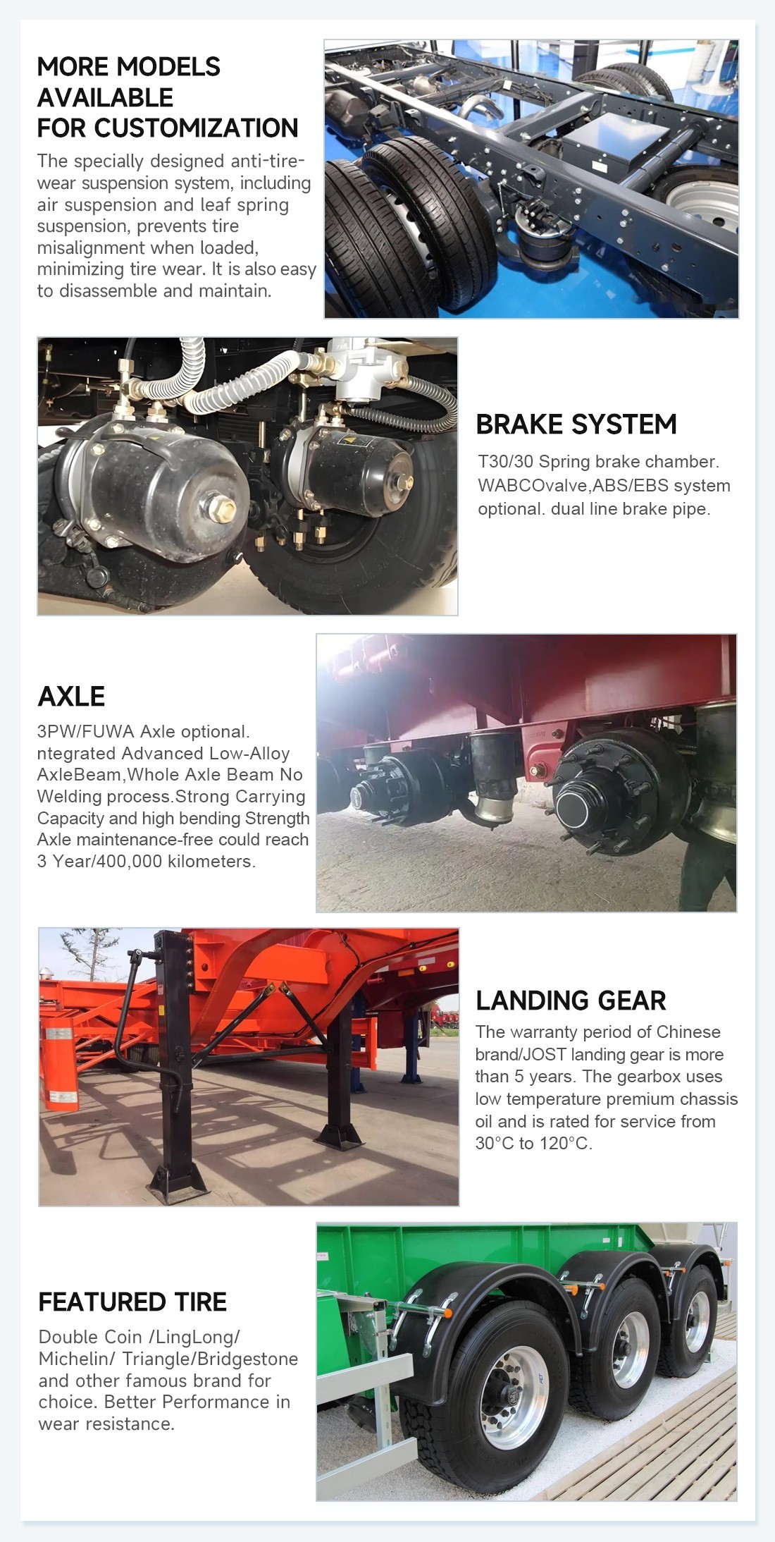 Heavy-Duty Steel Skeleton Semi Trailer 3 Axle 50 Ton