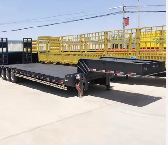 3/4 axle hydraulic telescopic gooseneck low flatbed semi-trailer 3/4 axle hydraulic telescopic gooseneck low flatbed semi-trailer